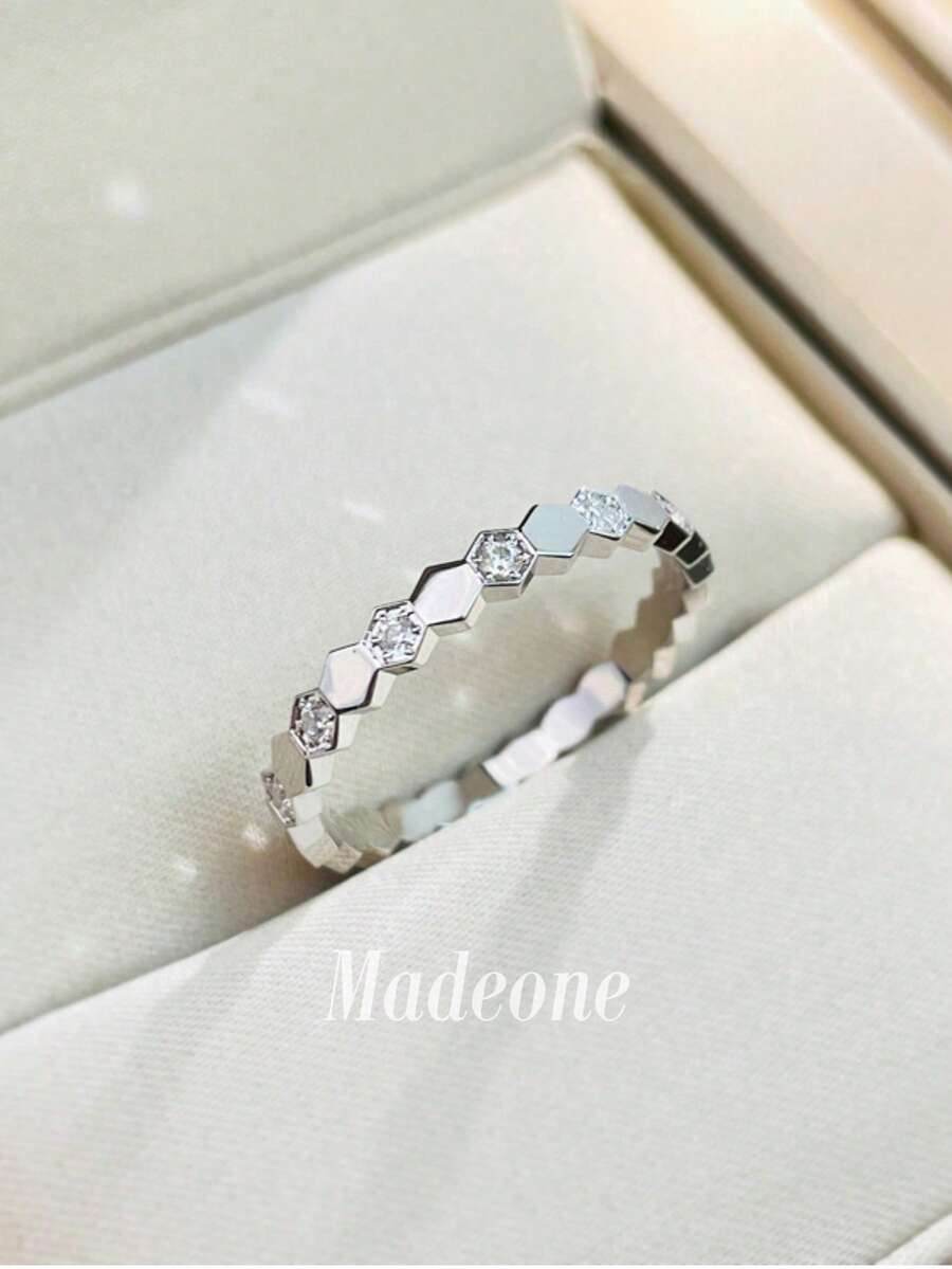 MADEONE 1件女款閃亮鋯石戒指，訂婚婚禮派對日常佩戴週年紀念珠寶禮物