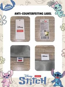 Miniso 迪士尼 Stitch 與 Malia 文字星形卡通印花托特包 2 件組附零錢包，適合工作、旅行、購物與日常使用 - 黑色 - 查看 5