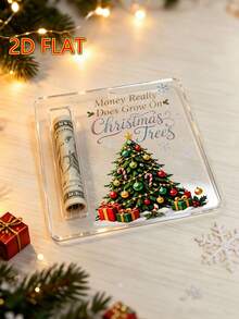 Christmas Tree Cash Gift Ornament, Acrylic Christmas Cash Storage Box, Fun Christmas Tree Hanging Decoration, Unique Cash Gift, Suitable For Christmas, Graduation Season, Back To School And Other Occasions, Christmas Gift-Christmas Cash Gift Ornament - A - View 4