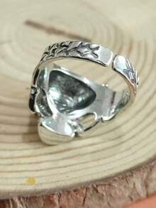 1pc Dark Style Skull Crown Ring Steel Knight Punk Finger Ring For Daily Wear - Antique Silver - View 5