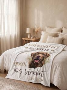 Custom Pet Photo Blanket, Personalized Dog Photo & Text Fleece Blanket, Custom Soft Flannel Memorial Gift Blanket, Home Sofa Decor - Multicolor - View 2