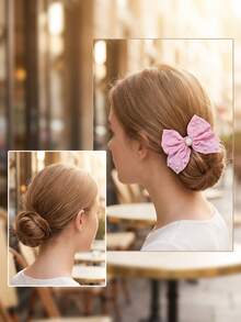 2/6/12pcs Puff Bow Hair Clips Set, Cute Hair Accessories - Suitable For Girls And Women, Perfect For Daily Wear And Dates - Multicolor - View 6