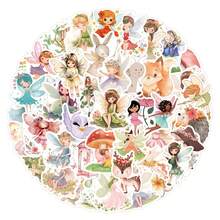 55Pcs Fairy Stickers Pack | Beautiful Pattern Stickers, Vintage Decorative Decals Bottles, Decorative Paper, Journaling, Laptop, Bumper, Skateboard, Scrapbook, Suitcase, Refrigerator, Plan Book, Keyboard, Car Sticker - Elf - View 1