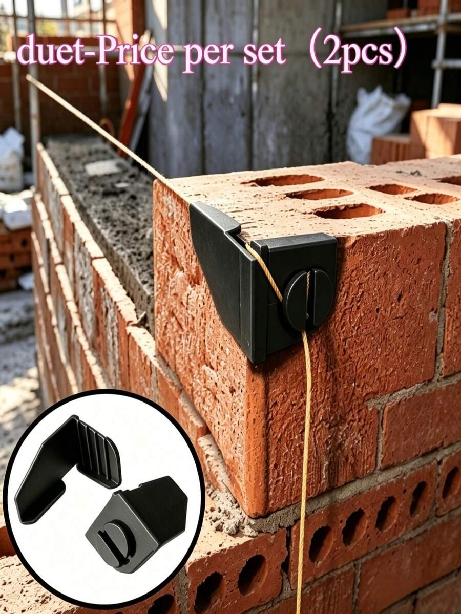 2pcs Durable Black Brick Masonry Line Puller Set, Brick And Tile Line Guide, Construction Site Home Renovation Wall Masonry Line Positioning Tool, Brick Leveling Line Fixing Decoration Accessory - Duet-2pcs-black - View 1