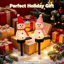 Christmas Snowman Lawn Stake Light Solar Powered Garden Vertical Light Holiday Decoration Light Waterproof Atmosphere Light Holiday Lighting Gift - Snowman Hat Garden Stake Light - View 7
