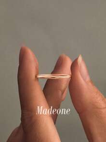 MADEONE 1pc Women's Smooth Plain Ring, Classic Single Ring Jewelry, Daily Decorative Gift - Rose Gold - View 2
