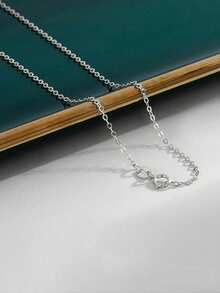 1pc Minimalist Design Layered Necklace, Delicate Jewelry, Daily Wear, Gift - Silver - View 7