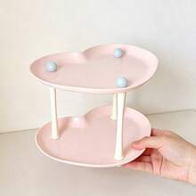 1pc 2-Tier Heart-Shaped Tray Storage Rack, Cute Desktop Organizer For Nail Polish, Manicure Tools, Cosmetics, Nail Salon Vanity Display Stand - Multicolor - View 8
