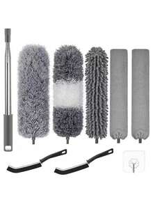 112-Inch Extendable Microfiber Duster Set, Suitable For Cleaning Ceiling Fan Cobwebs, Reusable And Washable Lightweight Ceiling Fan Mesh Cleaning Tool, Home Decor Cleaning Set - Multiple Styles - View 9