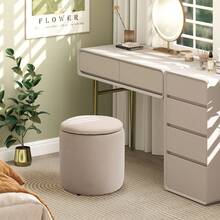 Linen-Look 92 X 31cm Storage Ottoman - Dark Brown On-Site - Cream + Plywood - View 7