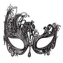 1pc Rhinestone Swan Makeup Mask, Hollow Metal Venetian Half Face Mask, Suitable For Women, Available In Black And Gold Colors, Perfect For Halloween, Carnival And Party Use - Multicolor - View 7