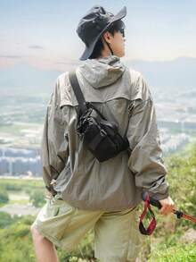 Drawstring Outdoor Fanny Pack, Multi‑Pocket Utility Sling Crossbody Bag, Adjustable Strap Lightweight Chest Bag For Men Hiking Camping Travel Sports - Multicolor - View 1