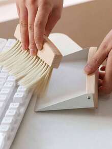 Portable Mini Dustpan And Broom Set - Multi-Function Wooden Handle Cleaning Brush Set, Suitable For Desktops, Keyboards And Narrow Gaps - Clean Damage-Free, Convenient To Use - Mini Dustpan and Brush Set - View 5