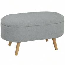 Teddy Fleece Storage Ottoman - White On-Site - Charcoal Grey + Polyester - View 1