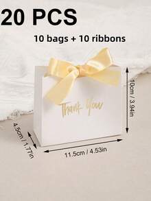 5/10 Sets Mini Colorful Gift Bags/Boxes With Bow Ribbon, Thank You Pattern Foil Stamping Design Kraft Paper Bags, Suitable For Wedding Favors, Birthday Party, Holiday Small Gift Packaging, Candy Bags, Valentine's Day, Christmas Gift Decoration - A - View 11