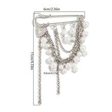 1pc Fashionable Faux Pearl Heart Pendant Pants Chain, Minimalist Tassel Chain Shortened Pants Chain, Sweet Cool Style Faux Pearl Chain Brooch Pants Decoration, Niche Design Jeans Accessory - Silver - View 5