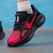 Nike Structure Plus Comfortable Mesh Durable Breathable Support Low-Top Running Shoes Unisex Red Black - Red and Black - View 2