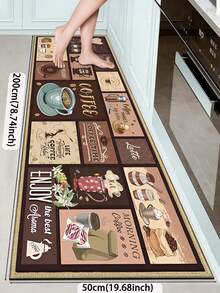 SANJIANGDI 1pc Retro Coffee Collage Kitchen Rug Pattern Kitchen Mat, 0.6mm Crystal Velvet Soft And Machine Washable.Suitable For Kitchen,Corridors, Bathrooms, Living Rooms, Outdoor Door Mats, And Toilets. Useable Throughout The Year And For Various Holidays. - Multicolor - View 16