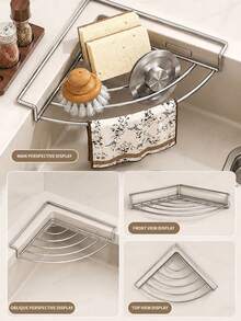 1 cái giá thoát nước tam giác cho nhà bếp, giá lưu trữ bồn rửa, giá đỡ miếng rửa bát, giá thoát nước, lưu trữ nhà bếp, lưu trữ gia đình - Nhiều màu - Xem 6