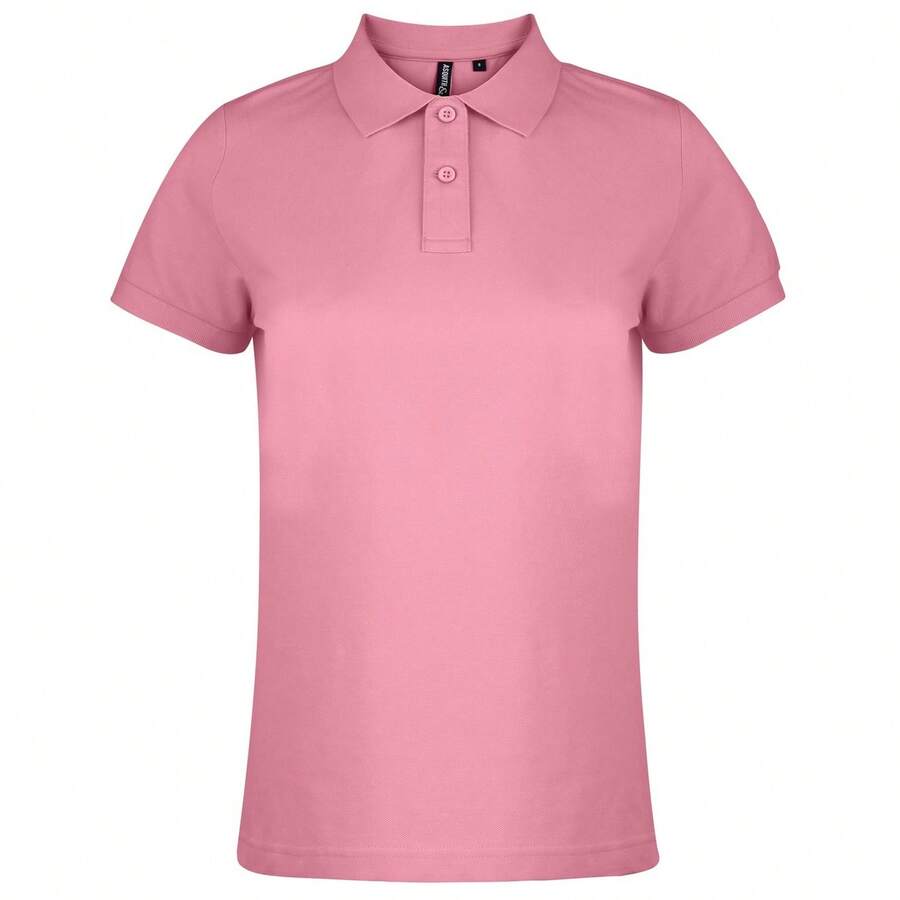 Roly Asquith & Fox Womens/Ladies Plain Basic Short Sleeve Polo Shirt/Top - Pink Carnation - View 1