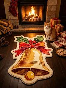 1pc Christmas Bell Shaped Rug, Christmas Style, Christmas, Doormat, Small Rug, Welcome Mat, Carpet, Floor Mat, Outdoor Doormat, Kitchen Rug, Front Door Mat, Area Rug, Outdoor Mat, Home Decor, Area Carpet, Garden Rug, Washable Rug - Multicolor - View 4