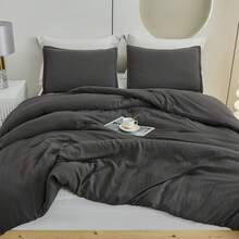 Luxury Bedding Comforter & Duvet Cover Reversible Sleep Blanket 3D Polyester Quilted Comforter Queen Size All-Season GentleSoft Down Alternative Comforter With 4 Corner Ties Suitable For Women/Men Gift Machine Washable - Dark Grey - View 5