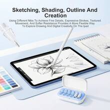 Replacement Tips For Apple Pencil Pro/3rd/2nd/1st Generation, With Storage Box, Precise Control Wear-Resistant Tips, Compatible With IPad Pencil Accessories - Multicolor - View 6