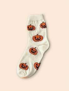3 Pairs Women's Cute Cartoon Pumpkin Halloween Party Socks, Unisex All Season, Holiday Gift - Multicolor - View 5