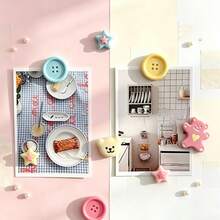 4/8/12pcs Cute Macaron Color Button, Bear, Star Fridge Magnets, Resin Decorative Magnets, Can Decorate Kitchen, Office Whiteboard, Storage Cabinet, Refrigerator And Home Decor, Fix Photos, Holiday Gift - Multicolor - View 3