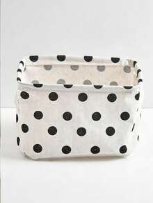 Foldable Fabric Storage Basket With Handles, Polka Dot Style Desktop Cosmetic Organizer Box, Multi-Purpose Sundries Storage For School Office Dressing Table Dorm Room, Sturdy Modern Home Decor, Gift For Students Office Workers Home Organizers - Multicolor - View 8