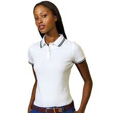 Roly Asquith & Fox Womens/Ladies Classic Fit Tipped Polo - White/Navy - View 2