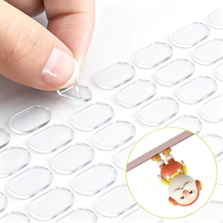 1 Sheet 80pcs Oval Clear Double-Sided Adhesive Dots - Removable, High-Quality Strong Adhesive Suitable For DIY Crafts, Home Decor, Posters And Party Decorations, Creative Projects, Clean Design - Various - View 1