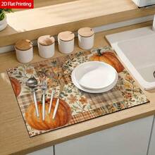 1PC Pumpkin Diatomite Absorbent Welcome Doormat, Christmas Halloween Decor Rug, Multi‑Purpose Mat For Stovetop, Coffee Station, Water Bar Counter, Indoor & Outdoor Front Door, Kitchen Home Decor Area Floor Mat - Multicolor - View 3
