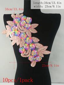 3D 串珠蕾丝绣花贴片、水钻亮片贴花、适用于服装装饰、婚纱配饰、DIY 缝纫工艺品 - 多色 - 查看 81