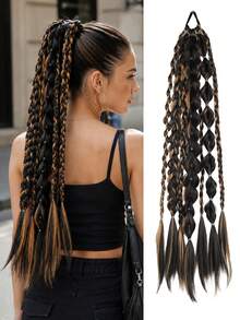 Tóc nối tết 24 inch, tóc giả tết boho dài với đuôi xõa, phụ kiện tóc bảo vệ dễ đeo - Nhiều màu - Xem 8