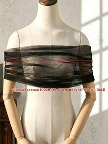 1pc Black Tulle Tube Tube Top Overlay, Atmospheric Mesh Shawl, Detachable Shoulder Cover Accessory For Wedding Dress And Formal Gown, Halloween Outfit - Multicolor - View 9