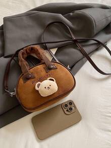 Autumn And Winter New Korean Style Bow Knot Bear Parent-Child Matching Handbag Crossbody Accessory Phone Bag Girl's Bag - Brown - View 2
