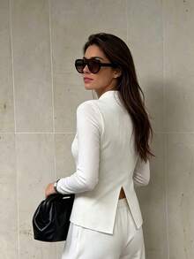 MORI Fall Winter Women Cardigans Y2K Elegant Cute White Frog Closure Long Sleeve Ribbed Knit Cardigan Tops Basic Casual Party Going Out Outfits Summer - White - View 8