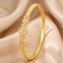 4/1pcsSweet Luxury Gold‑Tone Stainless Steel Bangle Set, Radiate Your Understated Elegance - Gold - View 15