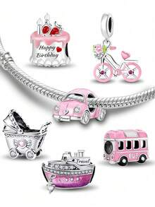 1pc Fashion Traffic Bicycle Series Pendant Bead, Suitable For Women's Bracelet, Bangle DIY Jewelry Making And Daily Wear - Beads 2 - View 1