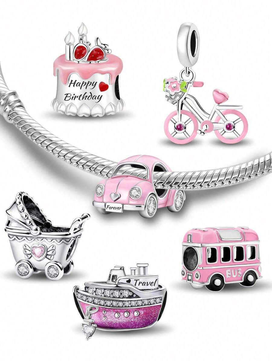 1pc Fashion Traffic Bicycle Series Pendant Bead, Suitable For Women's Bracelet, Bangle DIY Jewelry Making And Daily Wear - Beads 2 - View 1
