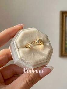 MADEONE 1pc Vintage Royal Style Ring, Women's Jewelry, Couple Date Decoration, Ball Gift - Gold - View 5