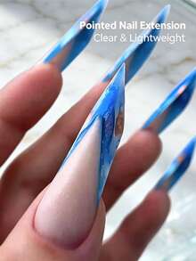 120Pcs/144pcs Clear Nail Tips,Ultra Thin Pointed False Nails,12/14 Sizes Transparent Long Nail Extension Tips For Nail Salon DIY Manicure. - Multicolor - View 2