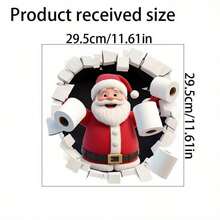 Miếng dán tường tự dính trang trí nhà dịp lễ hình Ông già Noel giao quà trong tuyết hiệu ứng 3D xuyên tường - Một cỡ - Xem 9