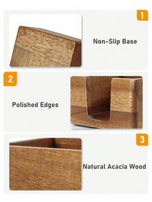 Acacia Wood Sticky Note Holder,Note Dispenser For Office Desk, 3x3 Sticky Notes Organizer, Wooden Memo Pad Holder For Desk Home Accessories, No Pads Included (Sticky Note Holder) - Sticky Note Holder - View 4