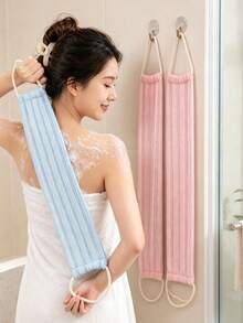 Back Scrubber Bath Strap, Long Dual Loop Exfoliating Back Washing Towel, Textured Mesh Shower Body Scrubber For Skin Cleansing, Blue Pink Bath Exfoliator Strap For Women, Daily Shower Use Bathroom Accessories Travel Essentials Shower Essentials - Multicolor - View 5