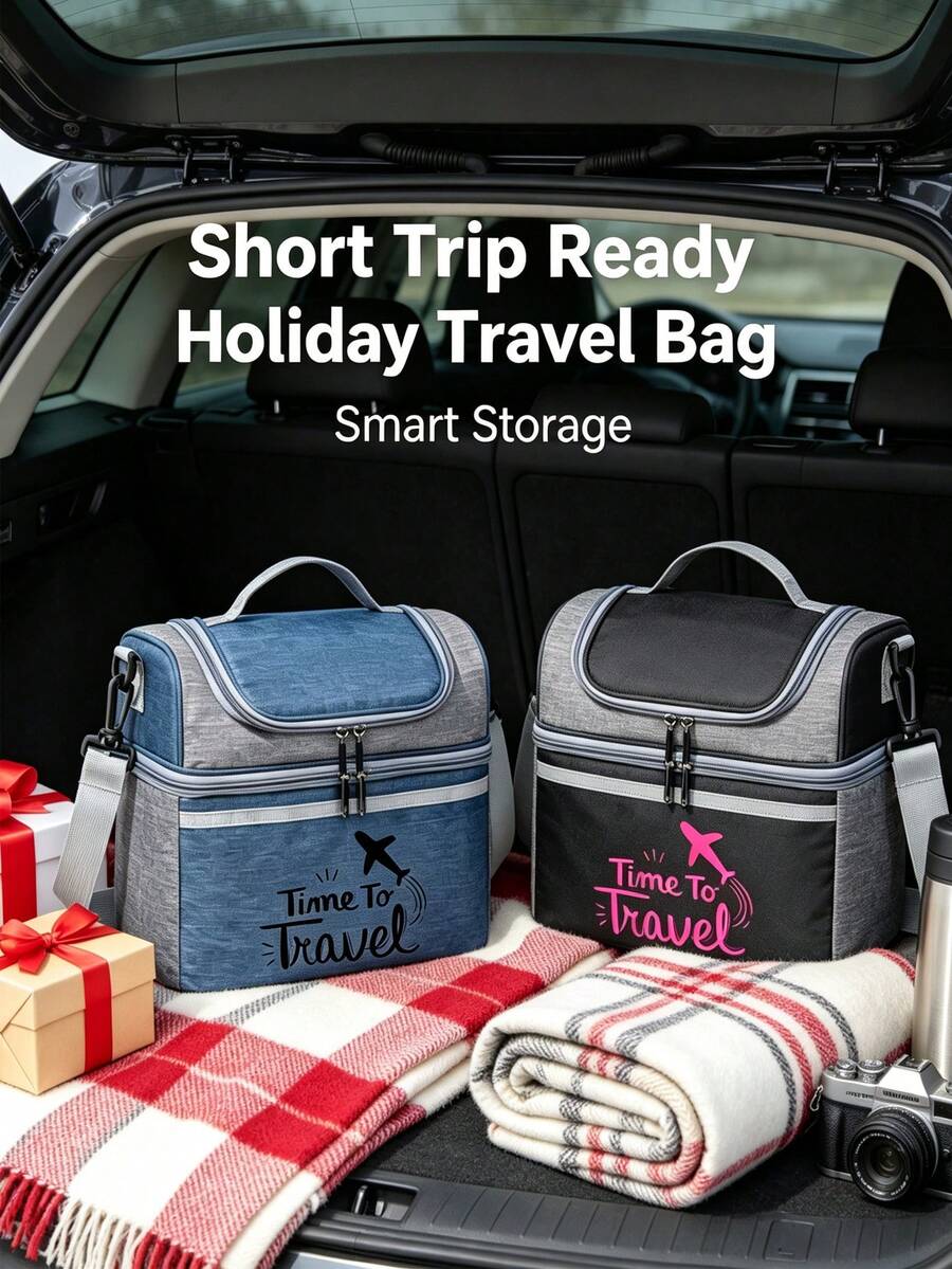 Portable Foldable Car Trunk Organizer Box With Multi-Compartment Storage, Storage Bag With Adjustable Shoulder Strap, Zippers Reusable Organizer Box, Durable Car Accessory, Space-Saving, For SUVs, Sedans, Christmas, Halloween, Ramadan, Gifts - Multicolor - View 1