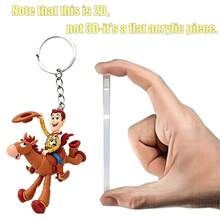 Disney Toy Story Character Woody In Horse Riding Pose Keychain Pendant, Made Of Acrylic Material, Flat Cartoon Decorative Item, Metal Key Ring, Bag Accessory For Carrying Around. - Multicolor - View 4