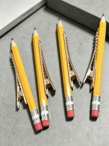 6pcs Pencil Hair Clips, Fun And Cute Crocodile Shaped Hair Clips, Suitable For Teachers, Students And Those Who Want To Create A Back To School Style (1/2/3/6pcs) - Multi-color - View 1