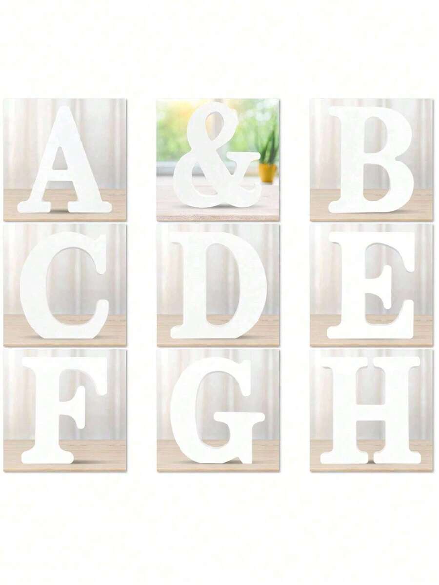 6 Inch White Wooden Letters, Unfinished Wooden Letters, Suitable For Wall Decoration, Standing Decorative Letters, Sliced Sign Decoration, Can Be Used For Crafts, Home Party Projects, Birthdays, Graduations, Etc., The Best Gift Choice. - 1PC - View 1